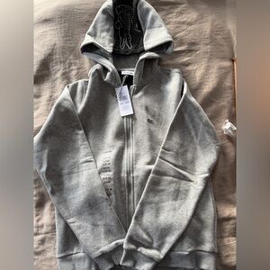 Lacoste Light Gray Zip-Up Hoodie